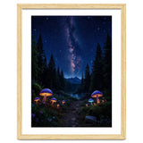 Enchanted Midnight Forest: Glowing Mushrooms and Milky Way thumbnail
