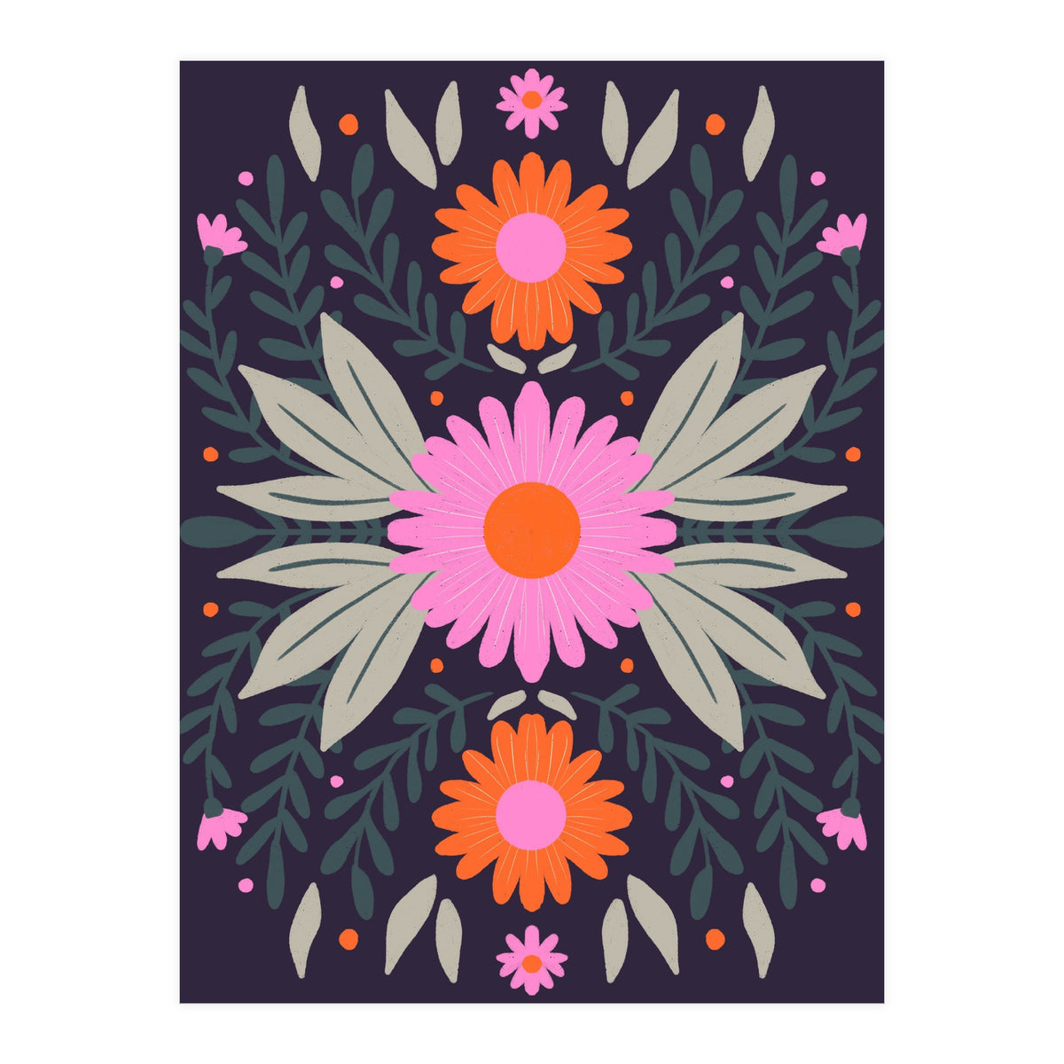 Pink And Orange Flowers (Print Only)