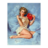 Pinup Sexy Girl Posing With Her Red Book (Print Only) thumbnail