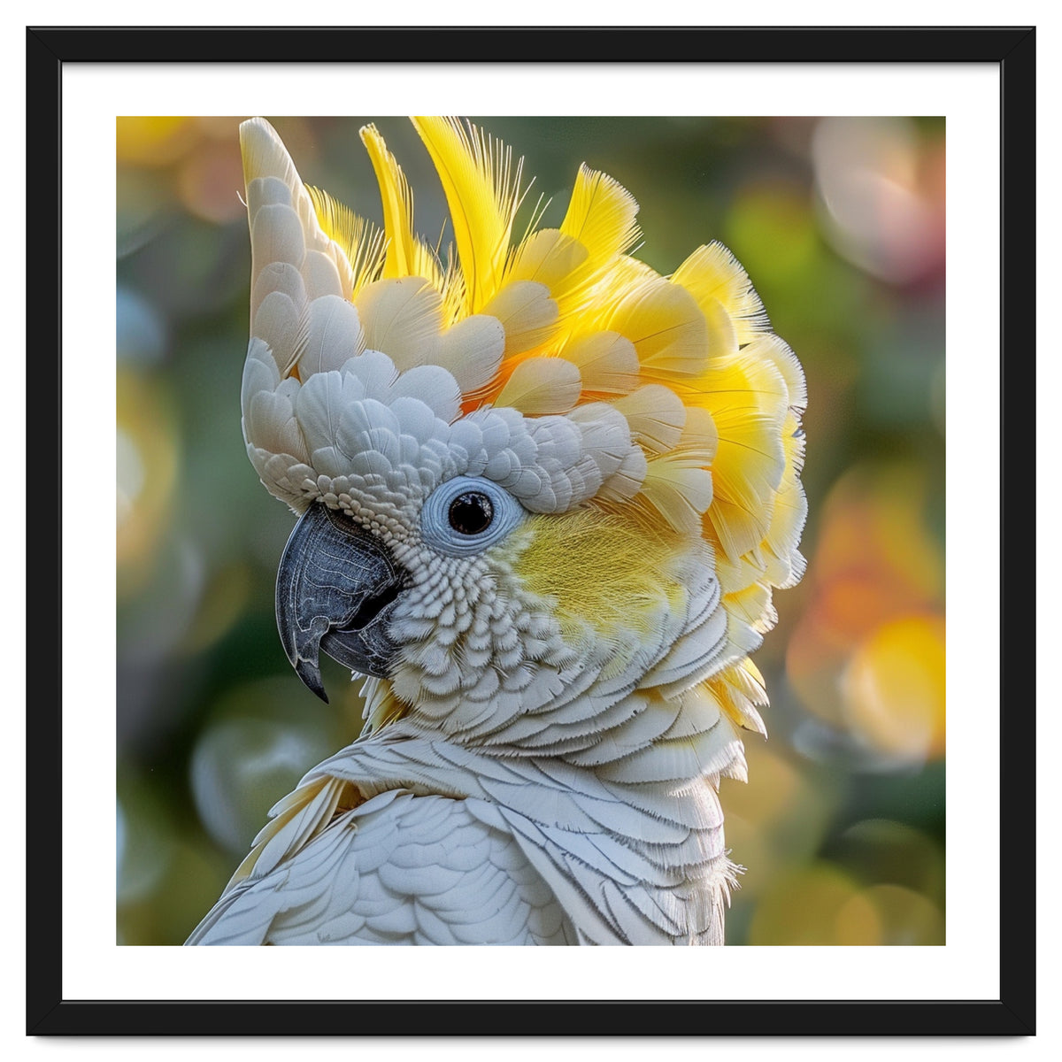 Yellow Crested Cockatoo Bird Close Up Portrait