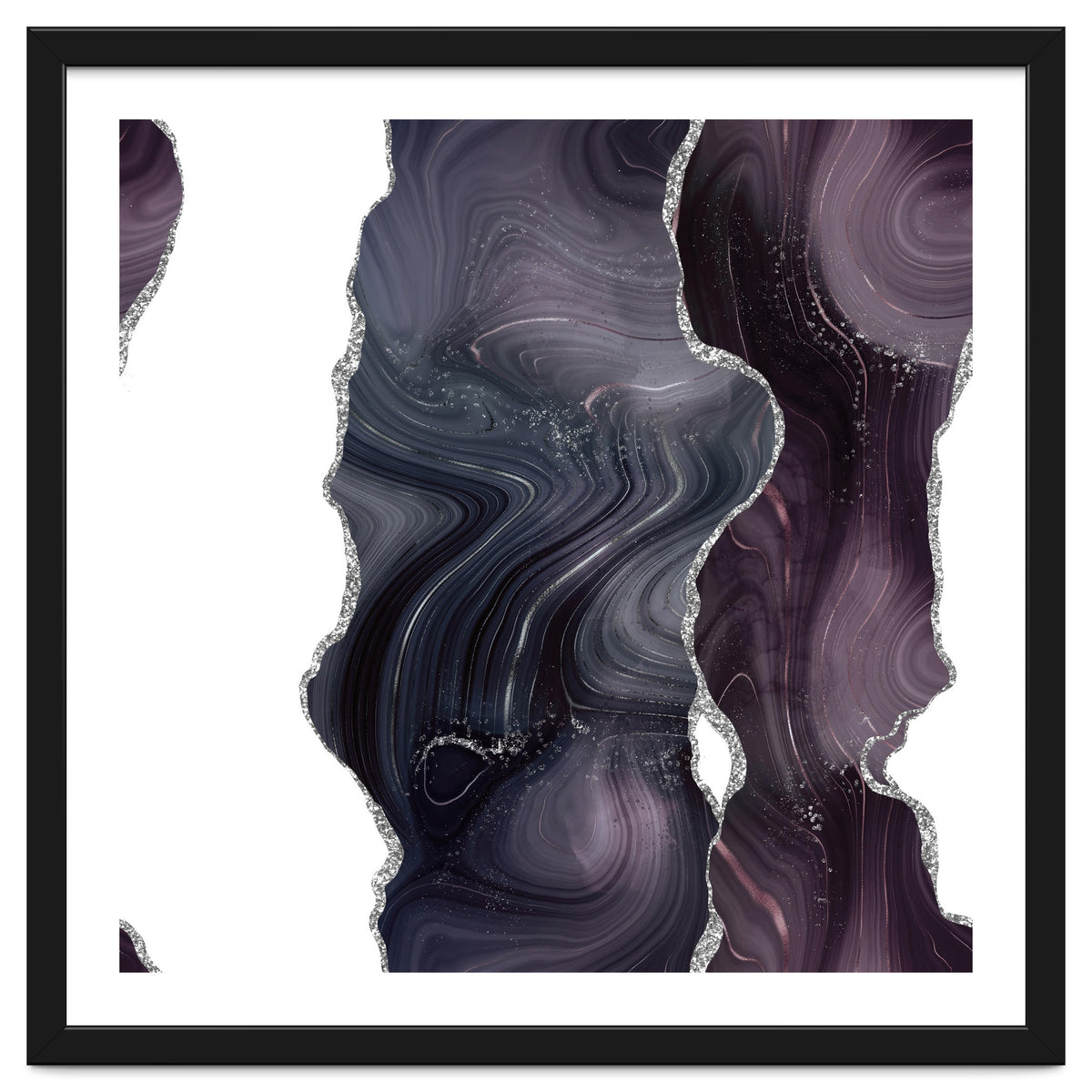 Black & Silver Glitter Agate Texture 06