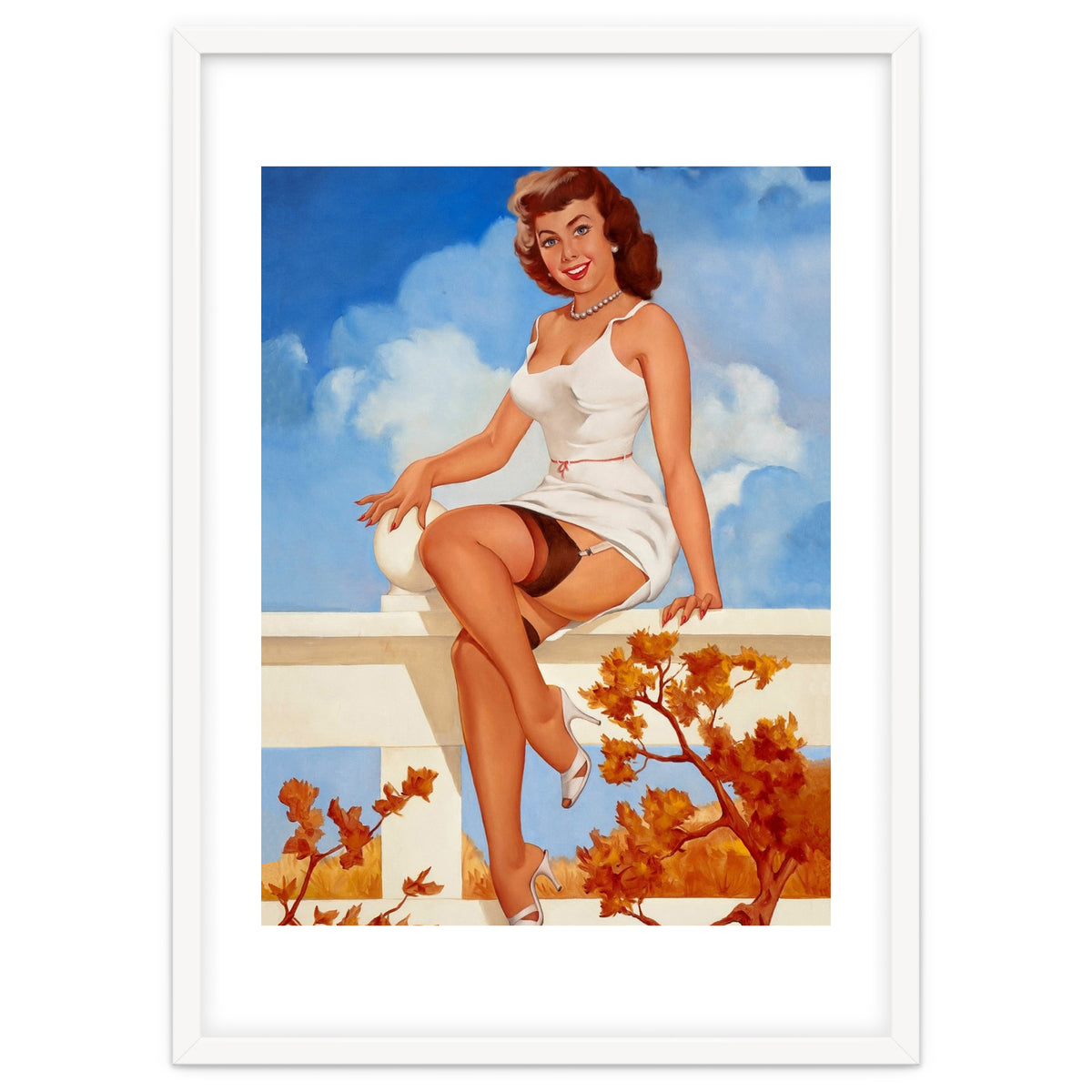 Beautiful Pinup Girl Posing On A Fence