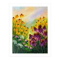 Impasto Wildflower Meadow Painting  (Print Only)