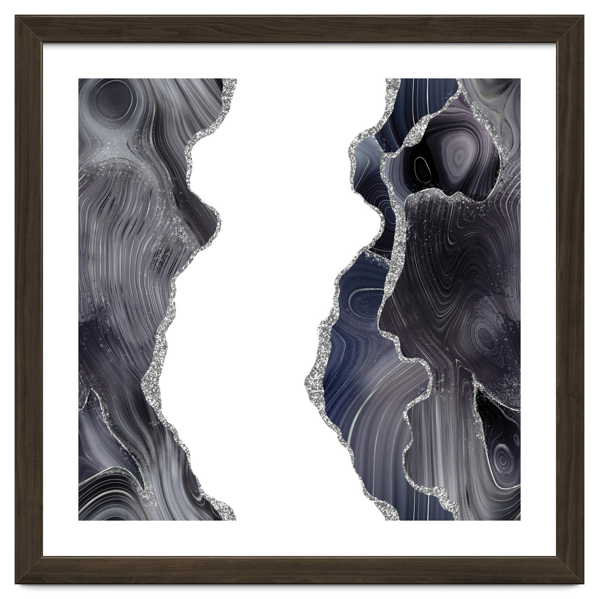 Black & Silver Glitter Agate Texture 05