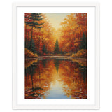 Golden Autumn Reflection: Impasto Forest Landscape thumbnail