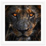 Majestic Lion Face Intense Orange Eyes Close Up thumbnail