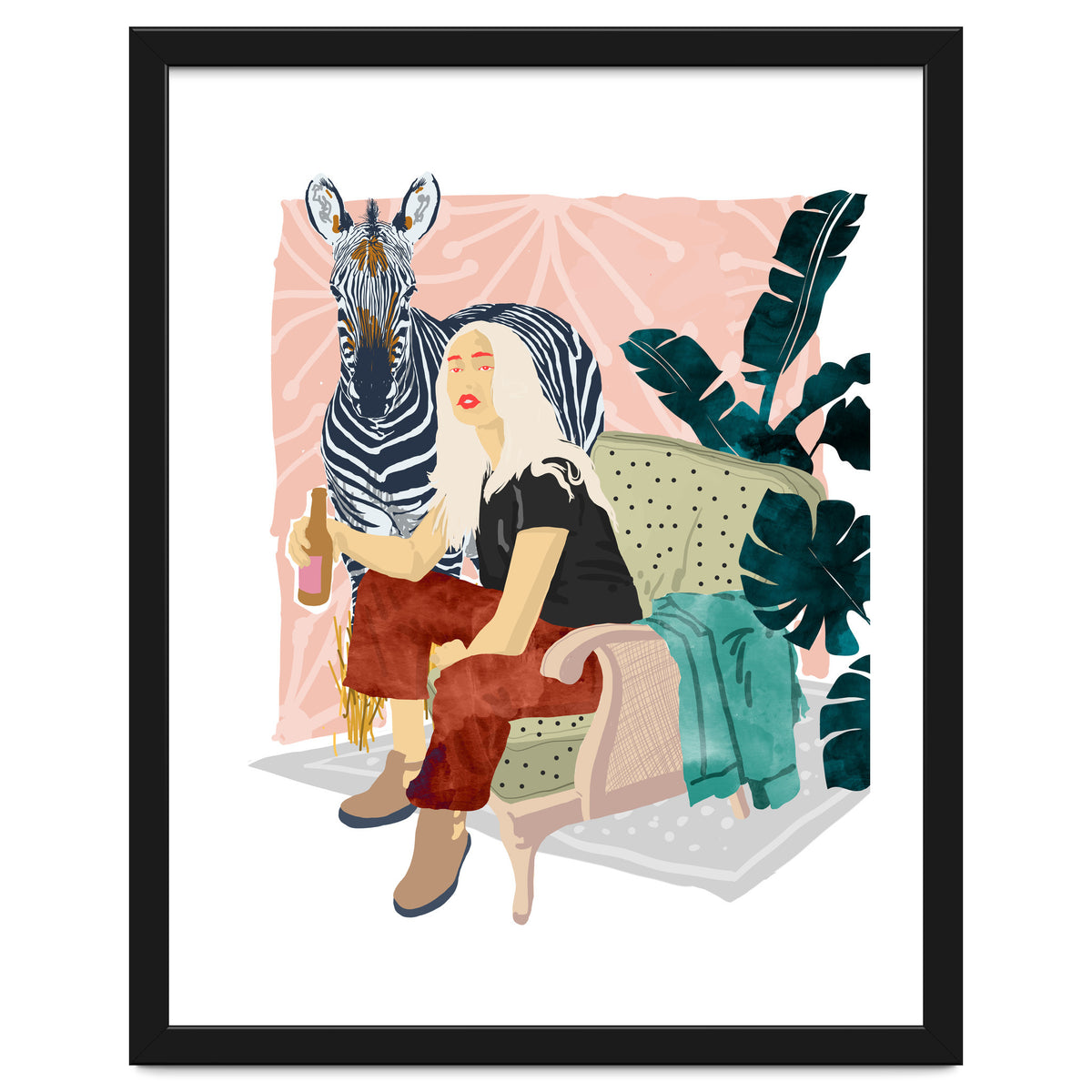 Zebra Hangout | Wildlife Urban Jungle Décor | Banana Leaves Monstera Plant Lady Fashion