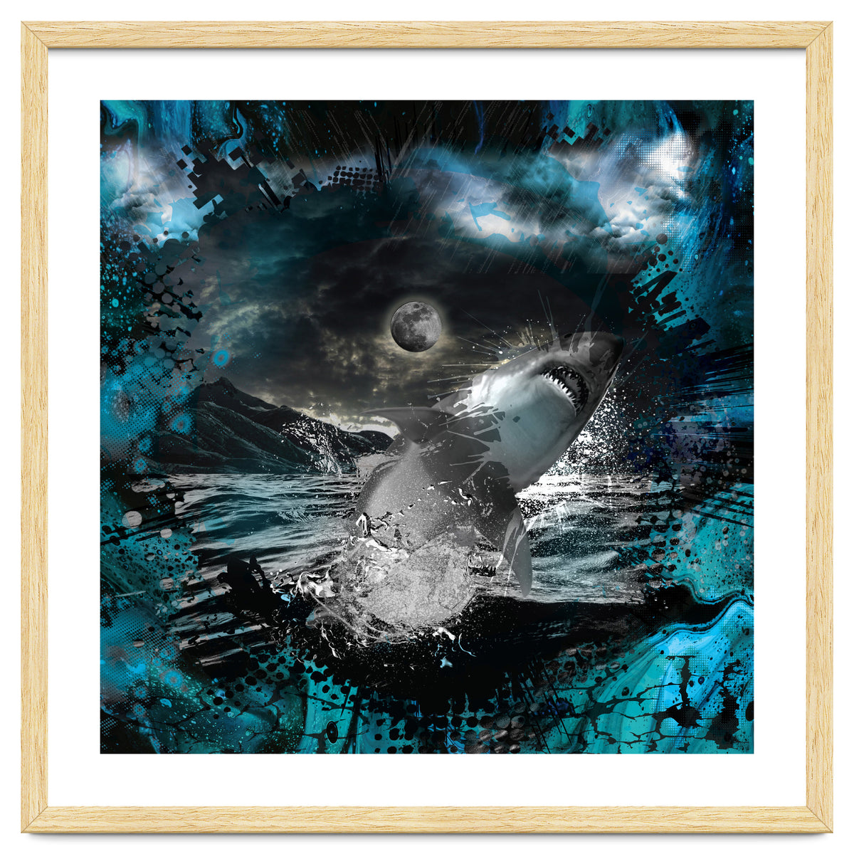Shark Blue Moon Ocean Splash