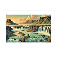 Vintage Iceland, Landscape Poster (Print Only)
