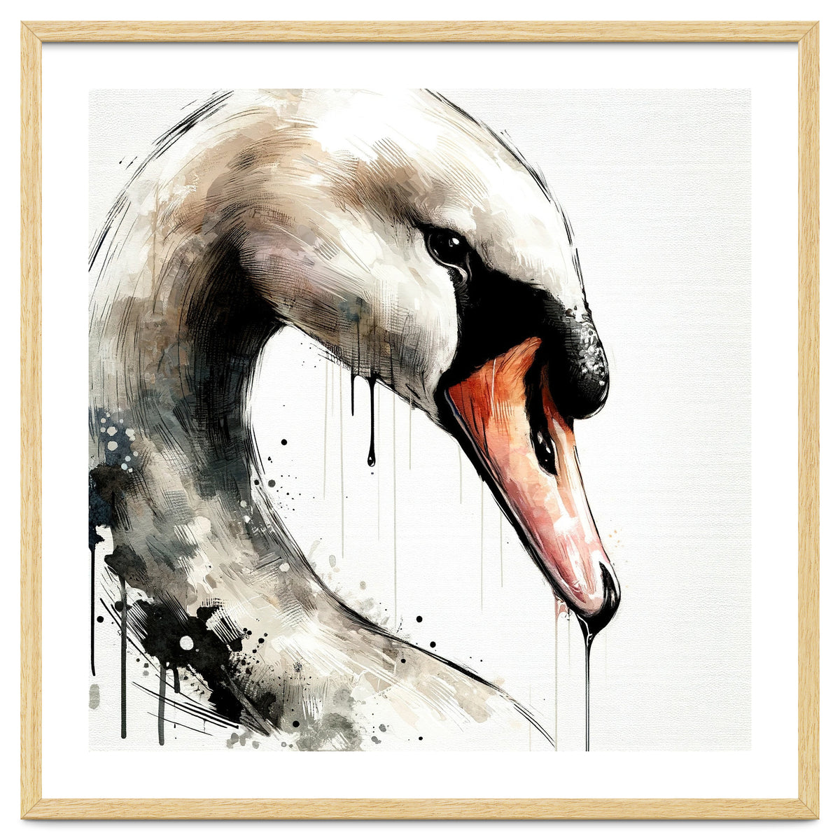 Watercolor Swan Portrait