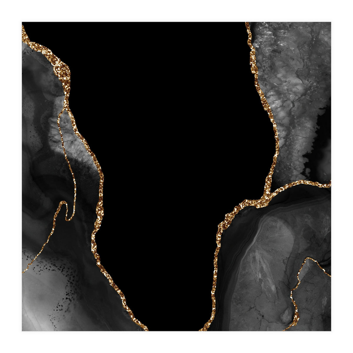 Black & Gold Agate Texture 03 (Print Only)
