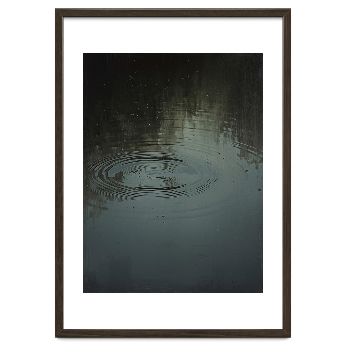 Moody Rain Puddle Ripples Oil Painting
