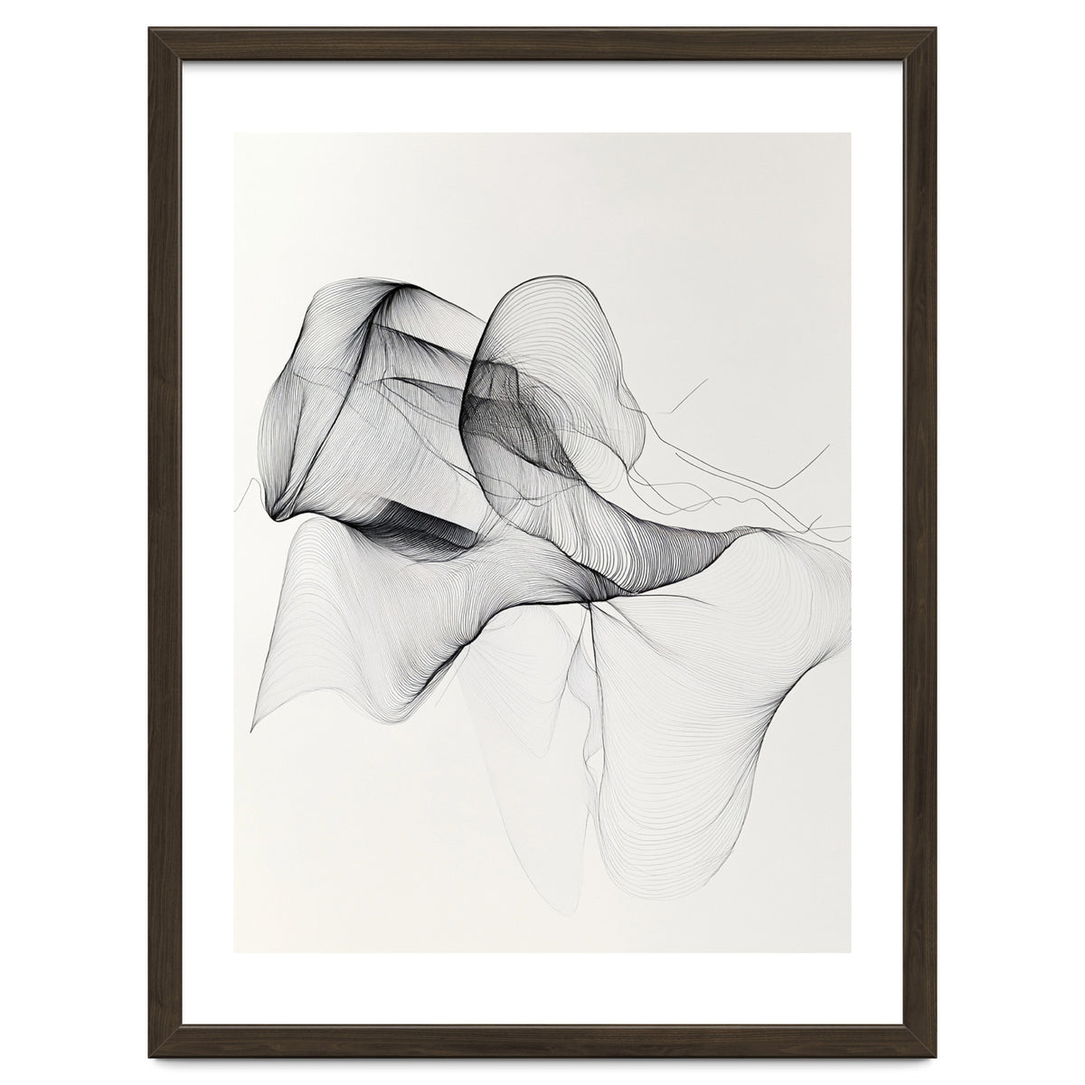 Abstract Black And White Flowing Lines Art