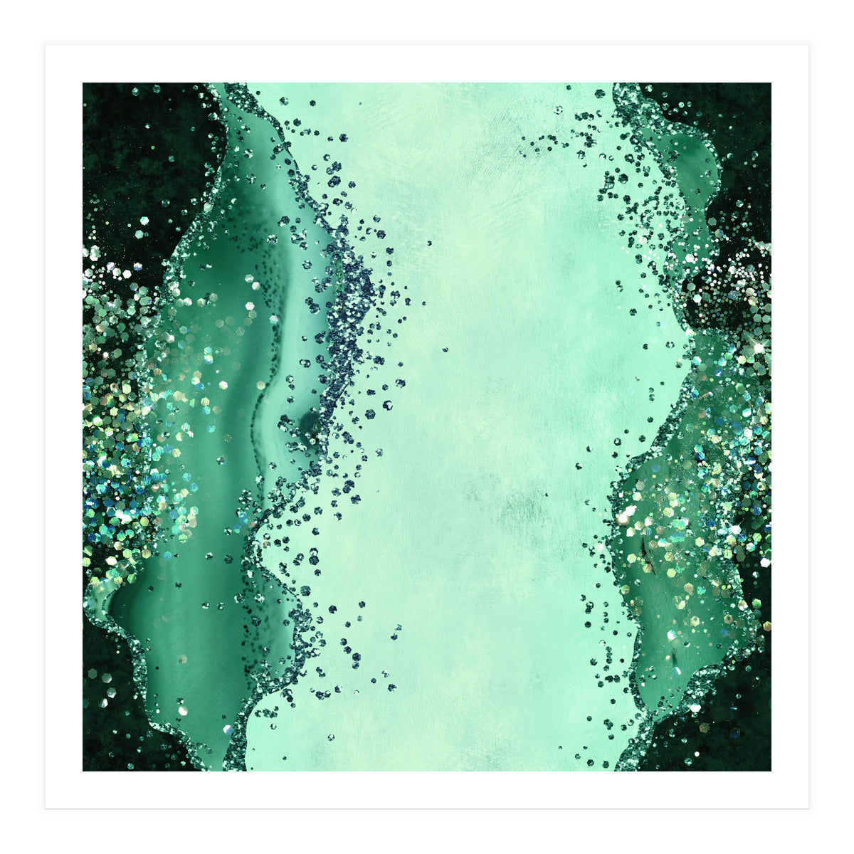 Emerald Glitter Agate Texture 01  (Print Only)