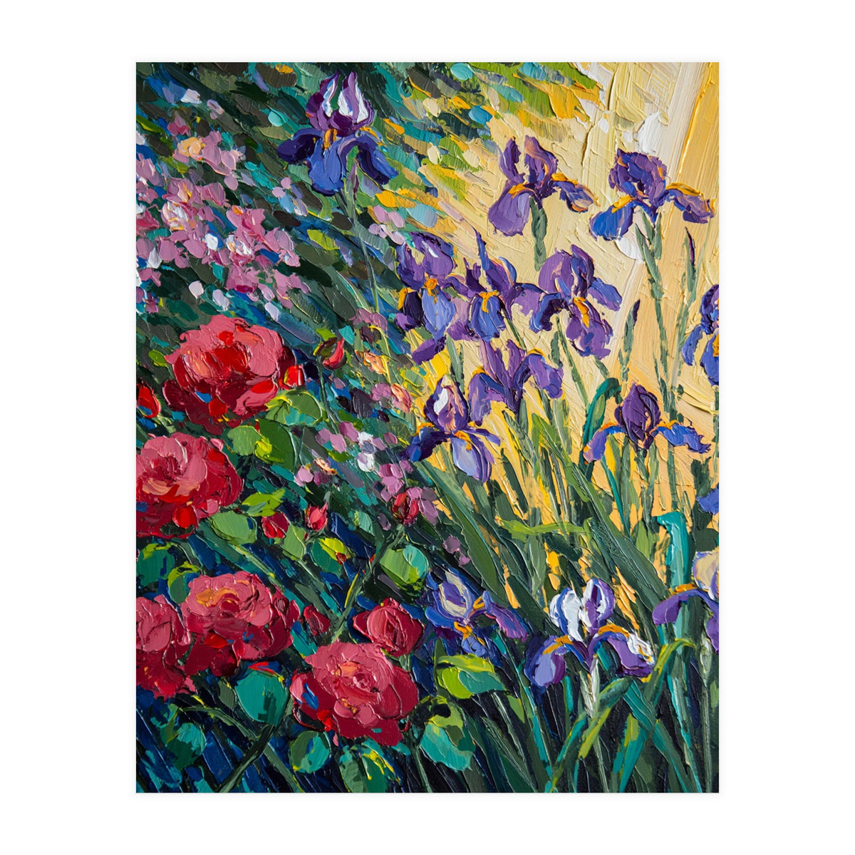 Expressive Heavy Impasto Floral Oil Painting  (Print Only)