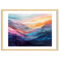 Vibrant Abstract Watercolor Mountain Landscape
