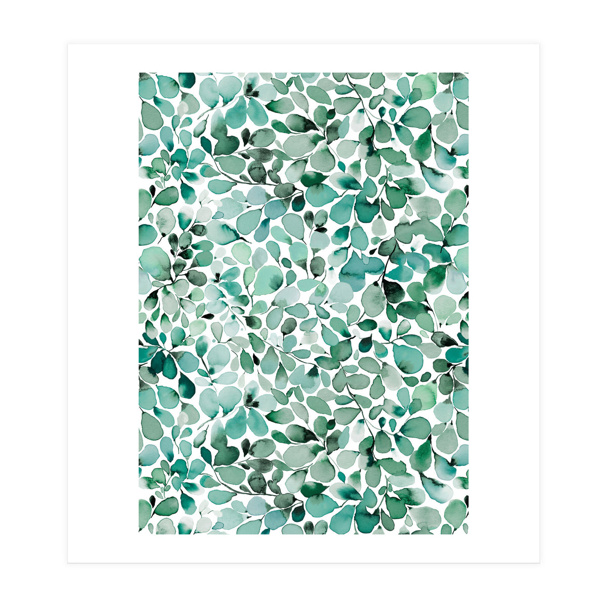 Leaffy Eucalyptus Botanical Leaves Green (Print Only)