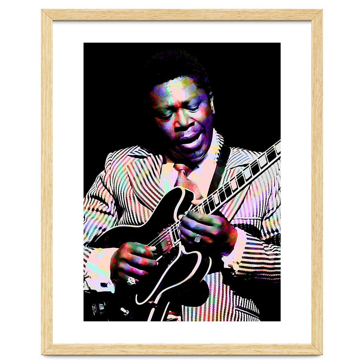 BB King. American Blues Guitarist in Colorful Art