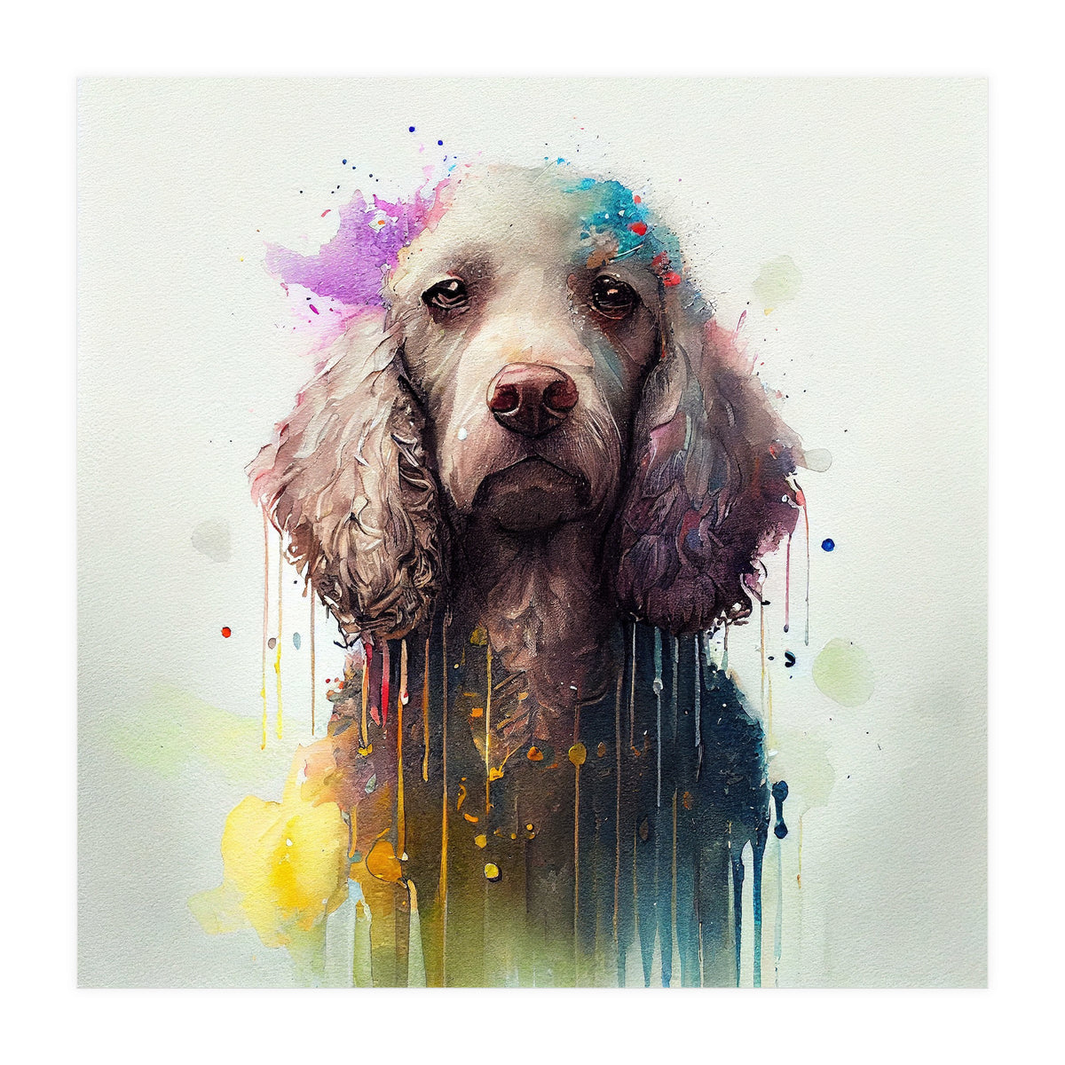 Watercolor Poodle Dog (Print Only)