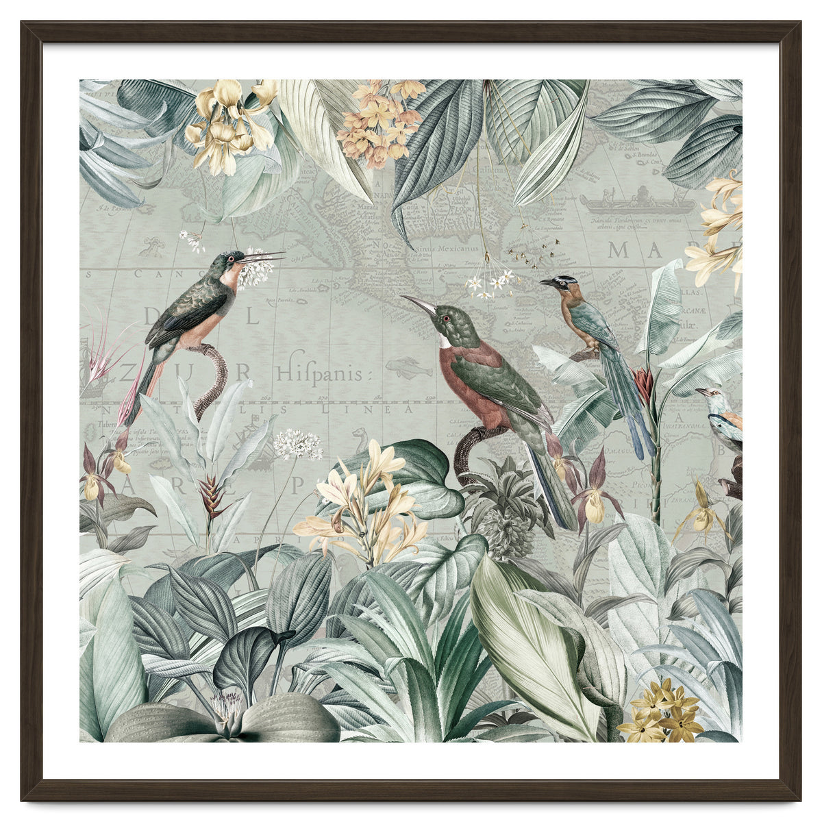 Vintage Exotic Birds Paradise Jungle