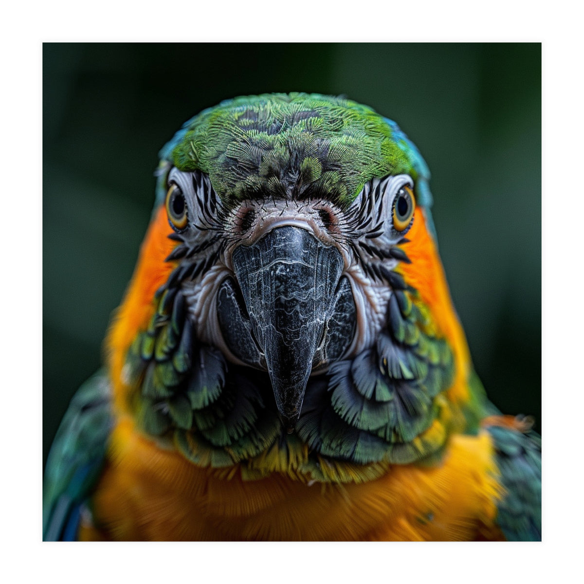 Blue And Gold Macaw Face Focused Portrait (Print Only)