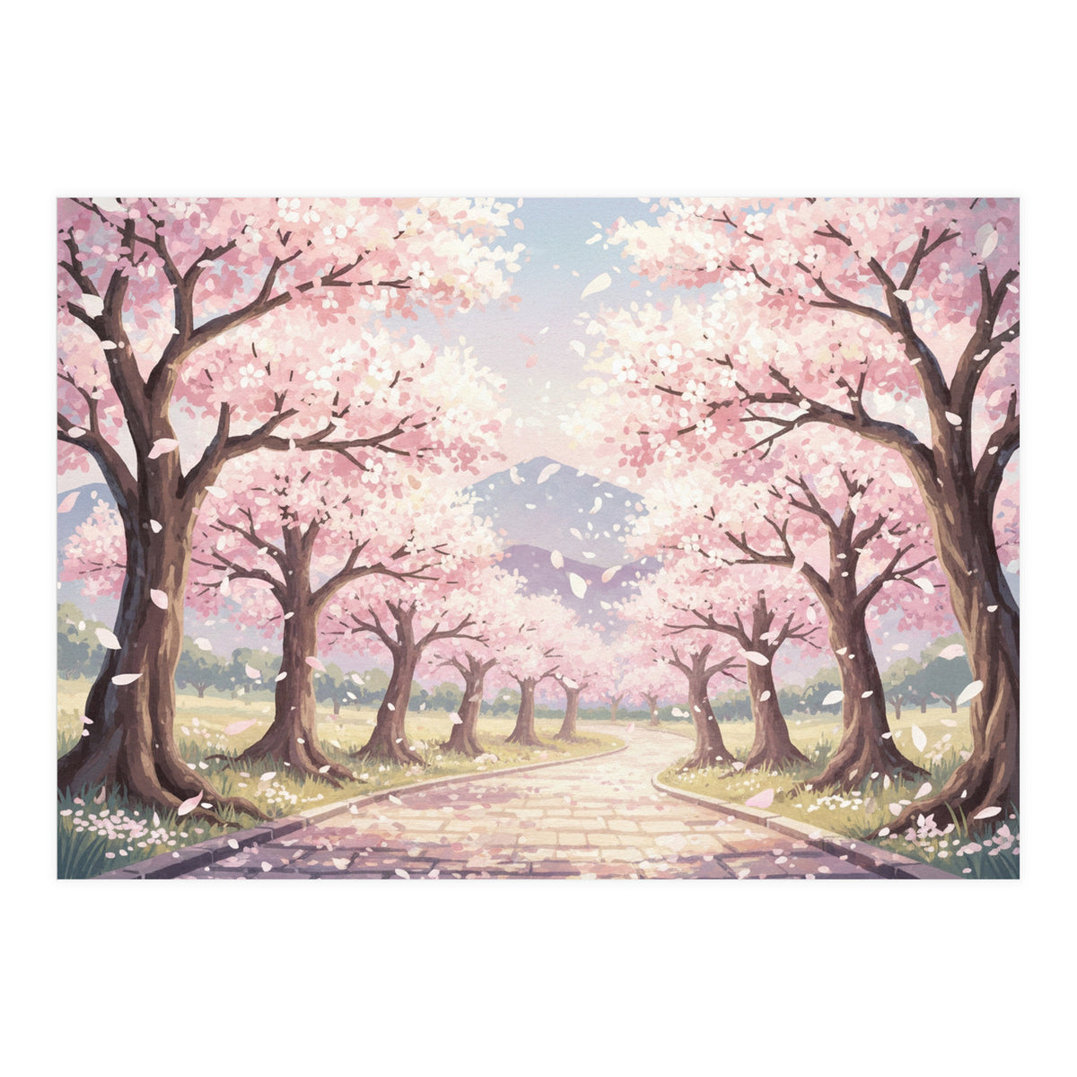 Sakura Path: Serene Cherry Blossom Avenue (Print Only)