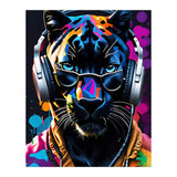 Panther In Headphones And Glasses (Print Only) thumbnail
