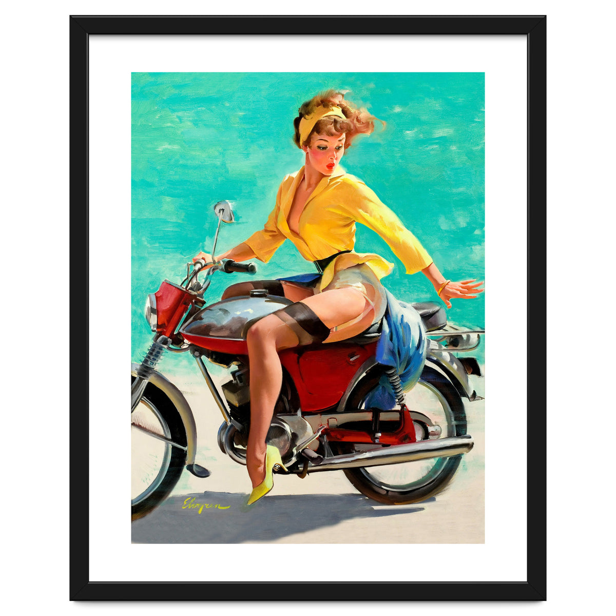 Pinup Sexy Motorcycle Girl