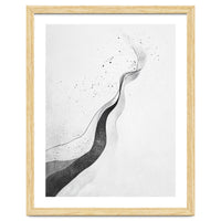 Abstract Black And White Ink Flowing Lines With Splatter