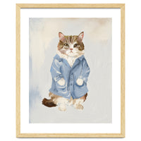 Sir James fluffy Tom cat in his blue pajamas oils