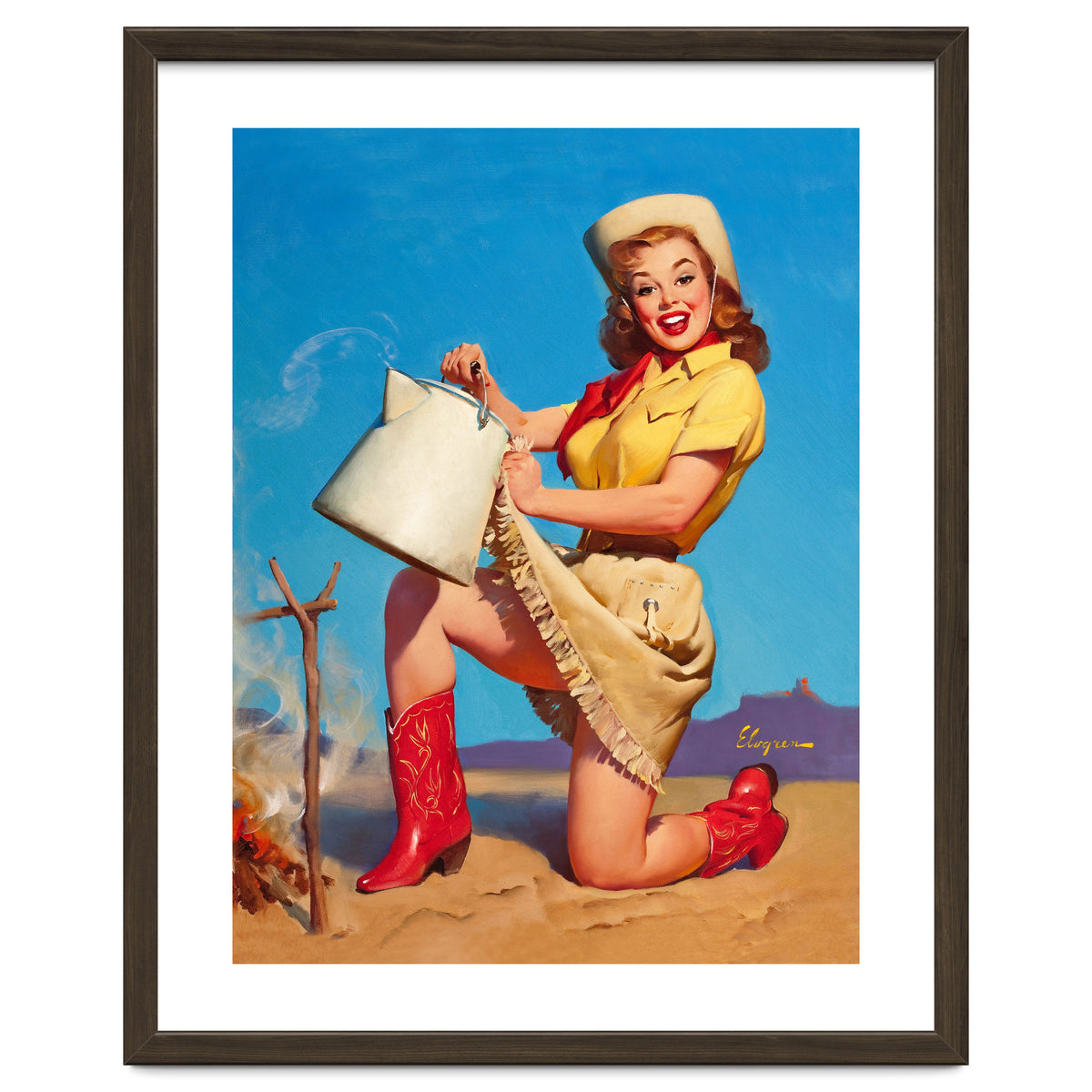 Pinup Sexy Woman Posing With A Hot Teapot