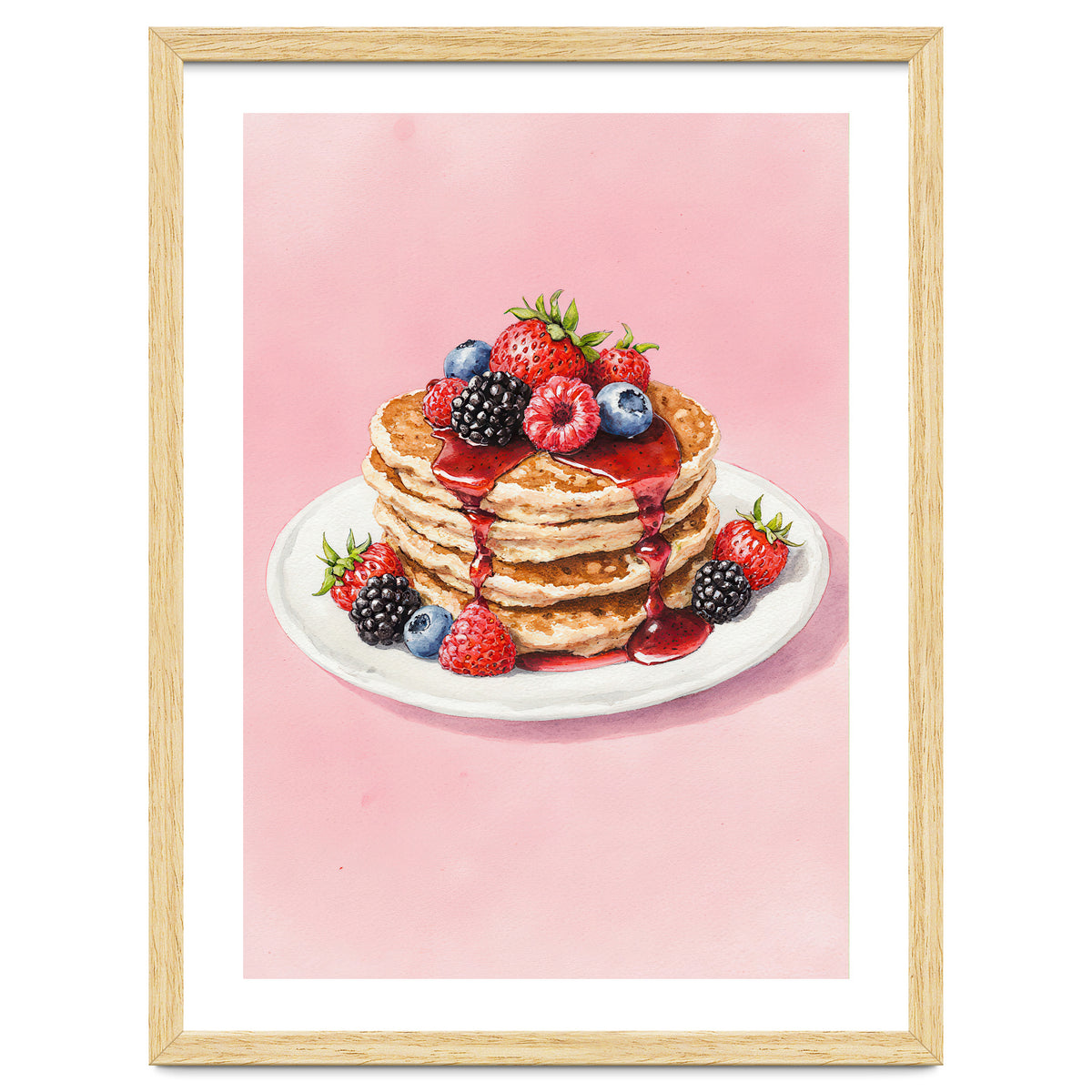 Berry Pancakes – Watercolor Breakfast Food
