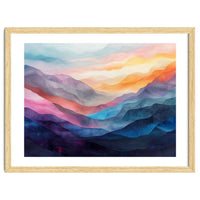Vibrant Abstract Watercolor Mountain Landscape