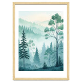 Ethereal Misty Pine Forest Watercolor Art thumbnail