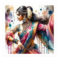 Hindu Woman Dancer With Jewelry And Sari (Print Only)
