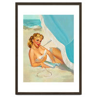 Pinup Sexy Blonde On The Beach