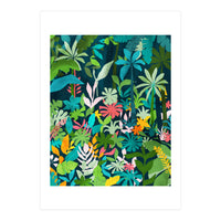 The Midnight Jungle, Botanical Nature Plants Tropical Forest, Watercolor Painting Floral Palm (Print Only)