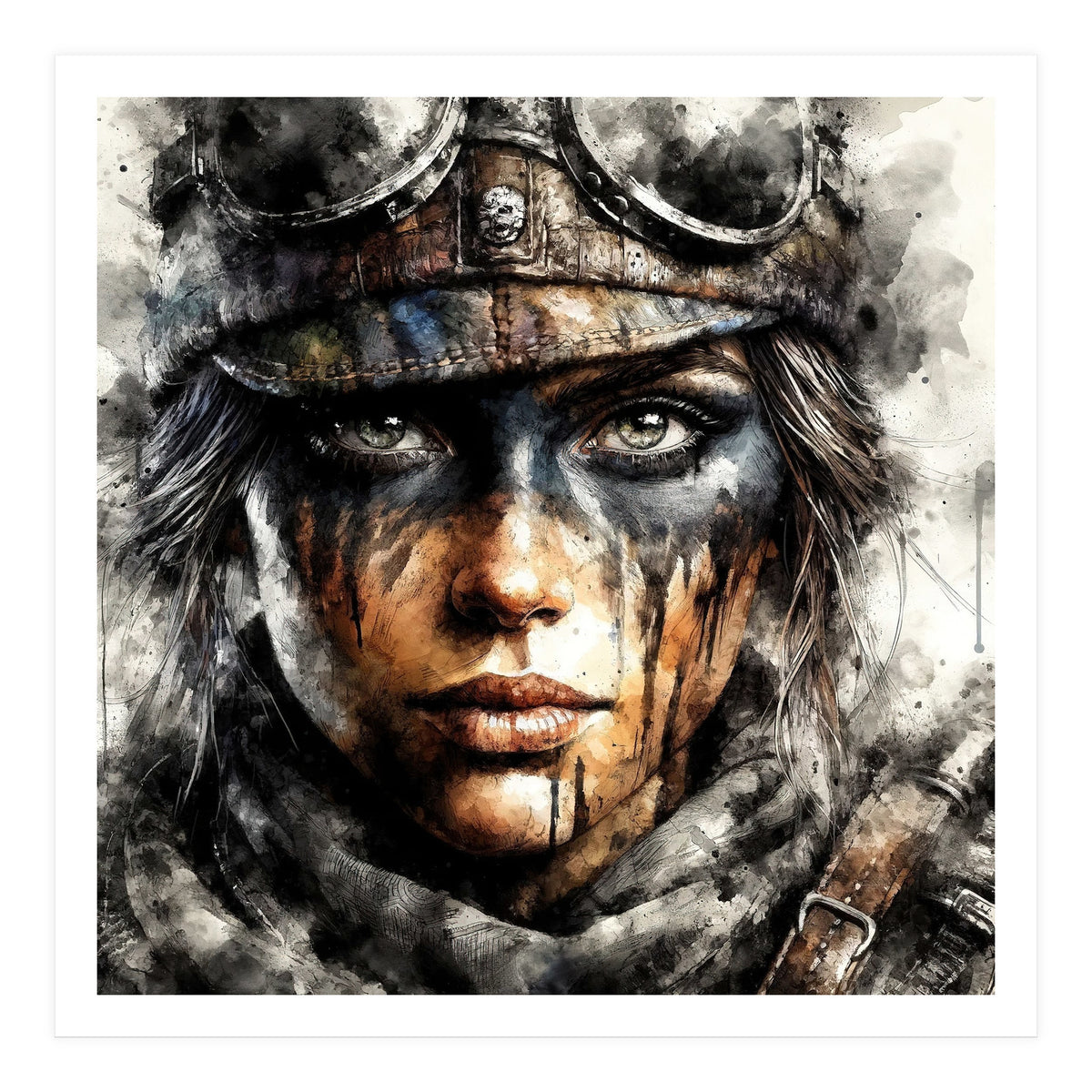 Warrior Woman With Aviator Goggles (Print Only)