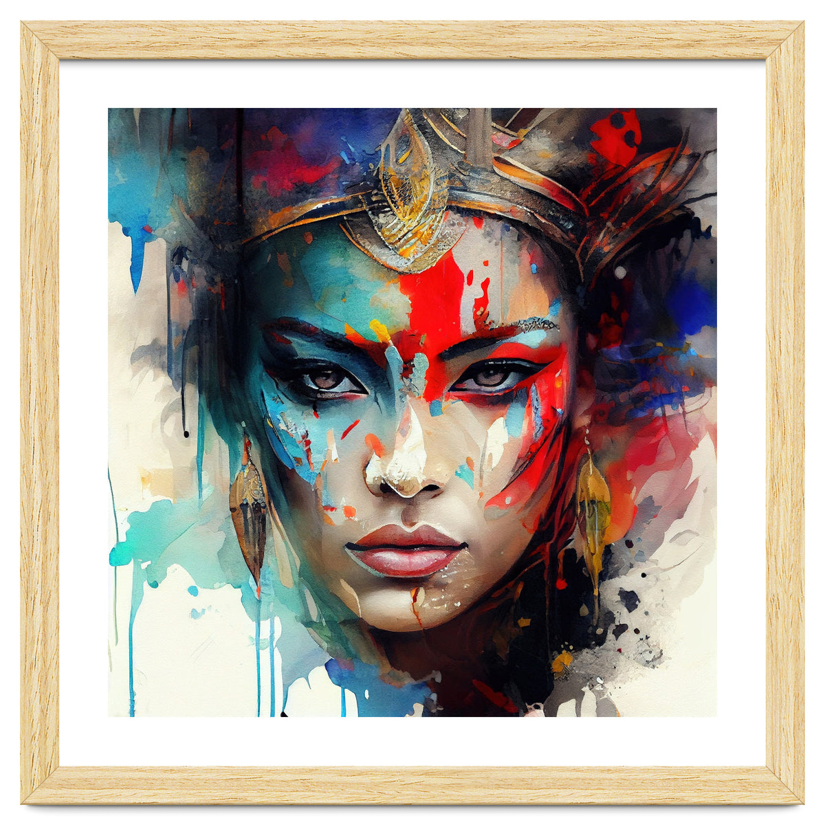 Crowned Mask Asian Warrior Portrait