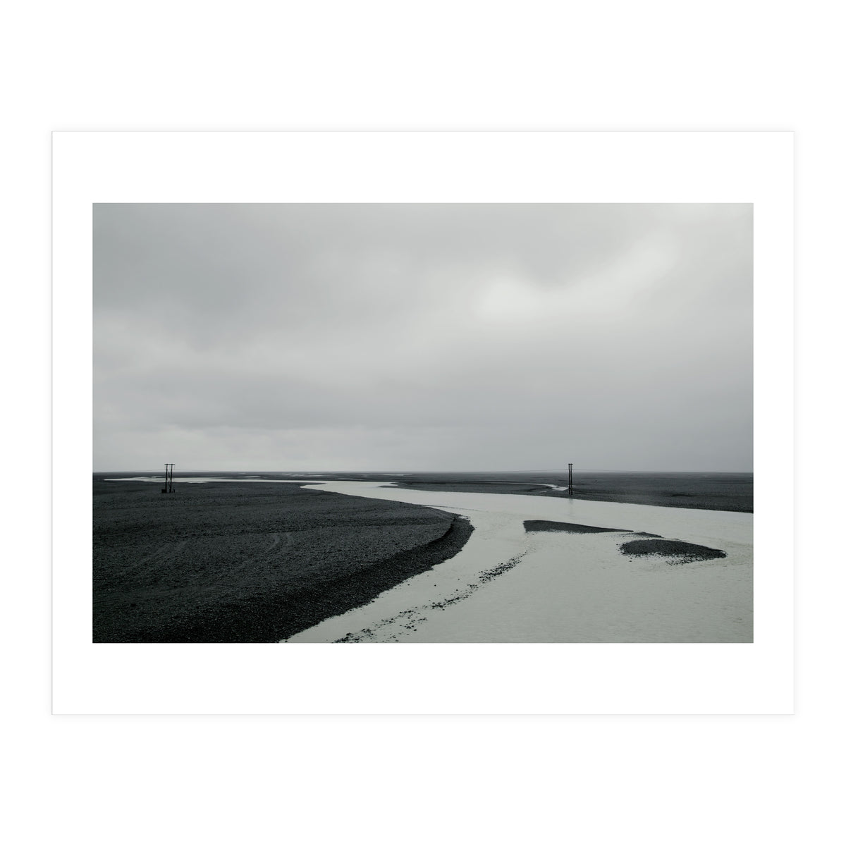 River passing through a black volcanic road - Iceland  (Print Only)