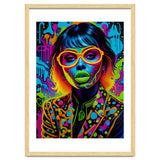 Girl In Glasses Neon Graffiti Art thumbnail