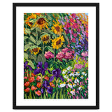 Vibrant Summer Sunflower and Iris Meadow Oil Painting thumbnail