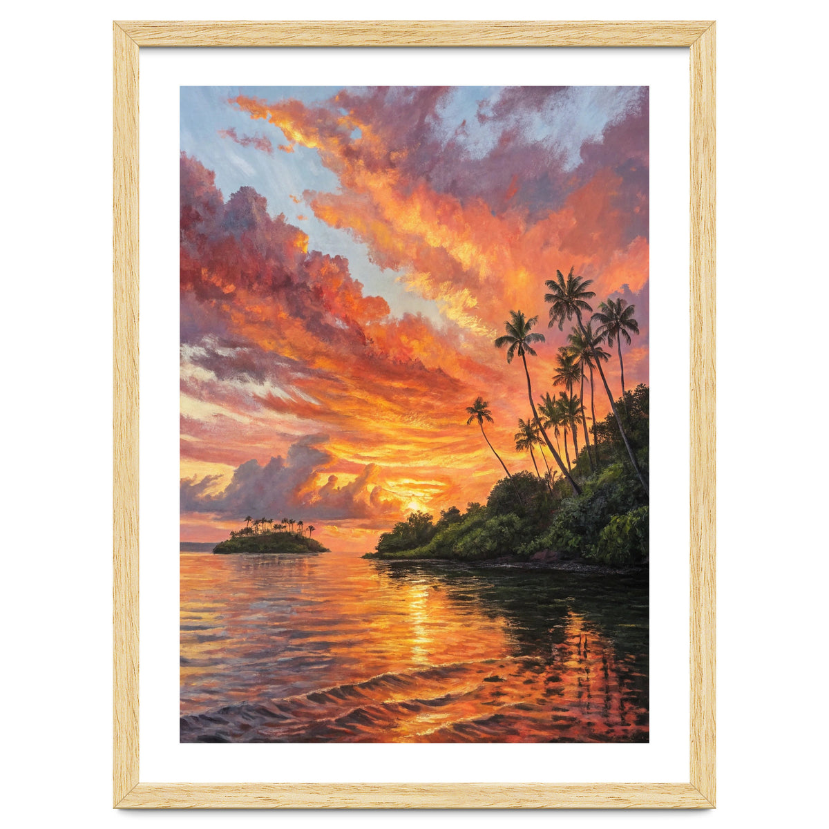Impressionist Tropical Sunset Over Paradise Island