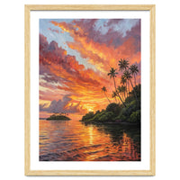 Impressionist Tropical Sunset Over Paradise Island