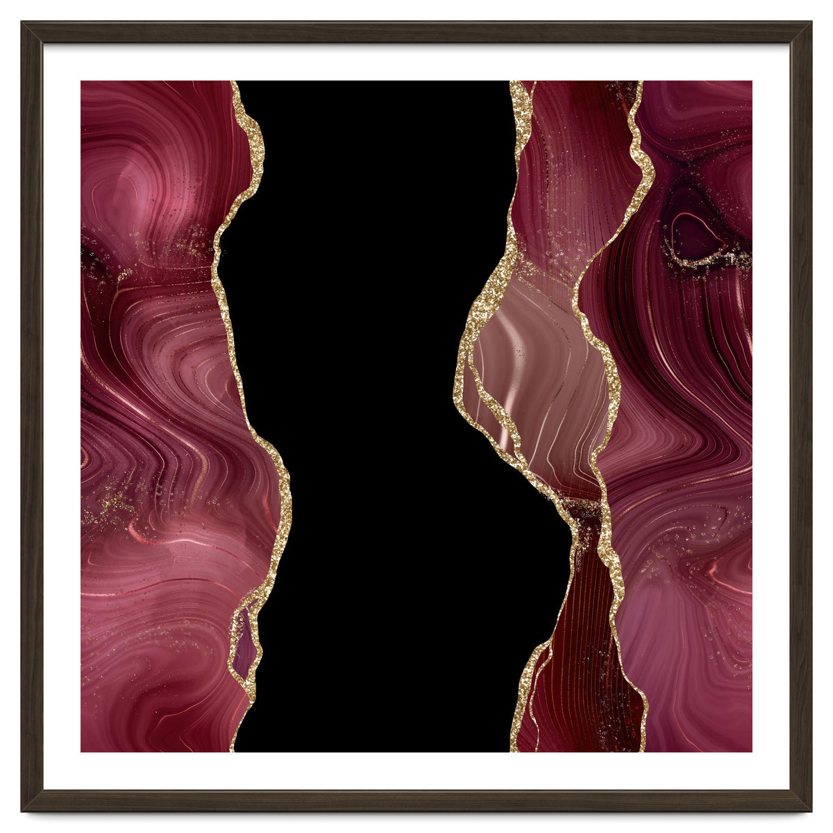 Burgundy & Gold Glitter Agate Texture 02