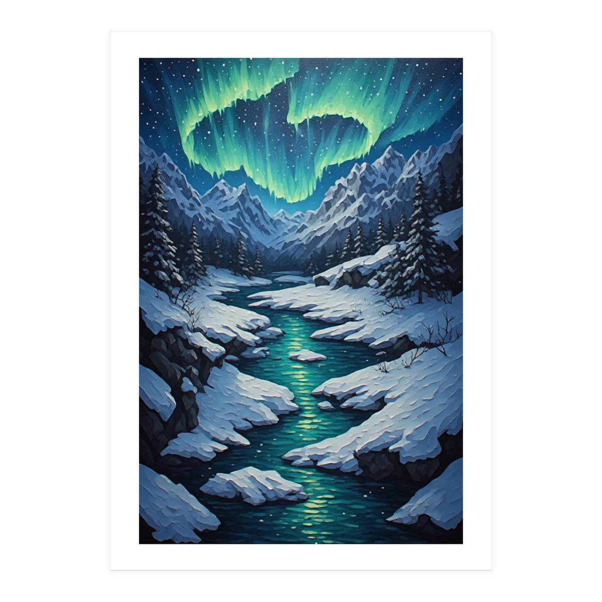Ethereal Northern Lights: Arctic Winter Valley (Print Only)