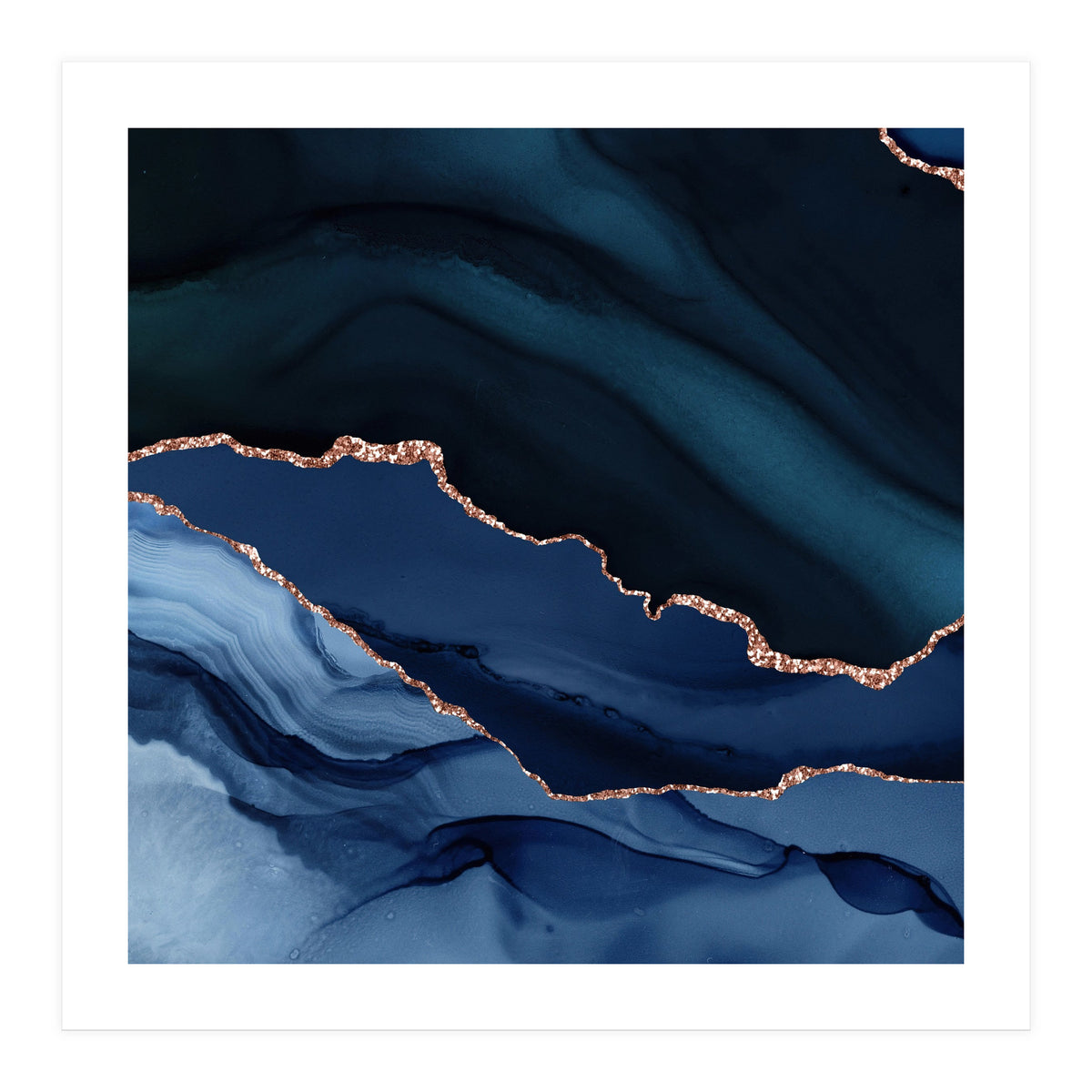 Navy & Rose Gold Agate Texture 12 (Print Only)