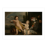 German Master (18th Century) – Two Putti with Garlands of Flowers (Print Only) thumbnail