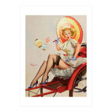 Pinup Girl In Rickshaw Experiencing Sudden Wind (Print Only) thumbnail