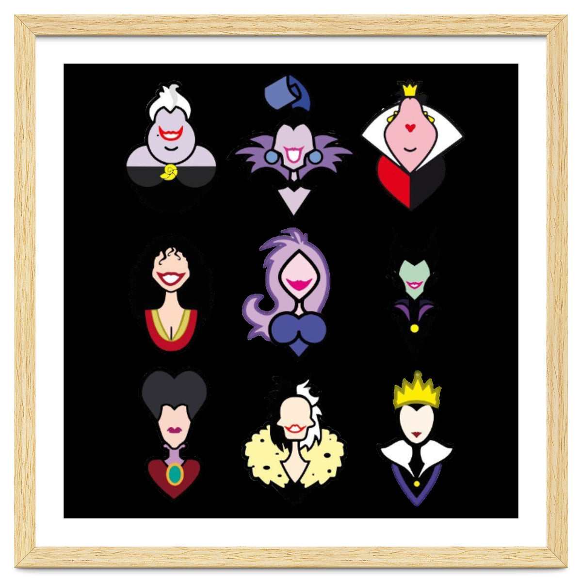 Disney Villains Cartoon Minimalist Faces